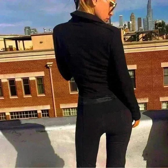 James Perse knit blazer cropped classic button black  coat jacket sz 1 small - Picture 3 of 4